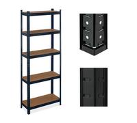 Relaxdays Étagère à charge lourde, 5 niveaux, HxLxP : 180x70x30 cm, jusqu'à 500 kg, cave, garage, stockage, acier, noir