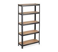 Relaxdays Étagère à Charge Lourde, en Lot de 2, HLP 150x75x30 cm, capacité de 875 kg, 5 Niveaux, à Assembler, Garage, Acier, Noir