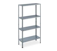 Relaxdays Étagère à Charge Lourde galvanisée, Lot de 2, HLP 145x75,5x30 cm, 4 Niveaux, 160 kg Max., Acier, Cave, Garage, argenté