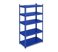 Relaxdays Étagère à Charge Lourde, HxLxP : 150x75x30 cm, Jusqu’à 875 kg, 5 Niveaux, Cave, Garage, Stockage, Acier, Bleu