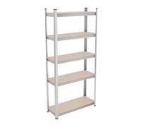 Relaxdays Étagère à Charge Lourde, HxLxP : 168x80x30 cm, Max. 250 kg, Stockage Garage, Cave, Acier, à emboîter, argenté