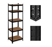 Relaxdays Étagère à charge lourde, HxLxP : 180x60x45 cm, jusqu'à 500 kg, 5 niveaux, cave, garage, stockage, acier, noir