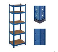 Relaxdays Étagère à charge lourde, HxLxP : 180x60x45 cm, jusqu'à 500 kg, 5 niveaux, cave, garage, stockage, acier, bleu