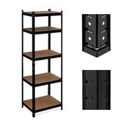 Relaxdays Étagère à Charge Lourde, HxLxP : 180x60x45 cm, jusqu'à 500 kg, 5 Niveaux, Cave, Garage, Stockage, Acier, Noir