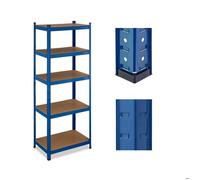 Relaxdays Étagère à charge lourde, HxLxP : 180x70x45 cm, jusqu'à 500 kg, acier & MDF, 5 niveaux, garage, stockage, bleu