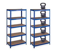 Relaxdays Étagère à Charge Lourde, Lot de 2, 180x90x45 cm, capacité de 1325 kg, 5 Niveaux, à Assembler, Cave, Garage, Acier, Bleu