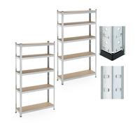 Relaxdays Étagère à Charges Lourdes, Lot de 2, 5 Niveaux, 180x100x30 cm, jusqu'à 500 kg, Acier, Cave, Garage, argenté