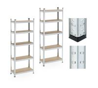 Relaxdays Étagère à charges lourdes lot de 2 5 niveaux 180x70x30 cm jusqu'à 500 kg acier cave garage argenté