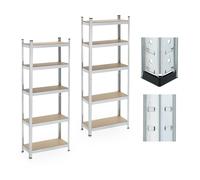 Relaxdays Étagère à Charges Lourdes, Lot de 2, 5 Niveaux, 180x70x30 cm, jusqu'à 500 kg, Acier, Cave, Garage, argenté