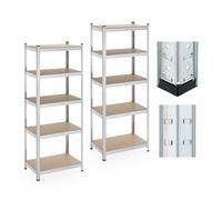 Relaxdays Étagère à Charges Lourdes, Lot de 2, 5 Niveaux, 180x70x45 cm, jusqu'à 500 kg, Acier, Cave, Garage, argenté