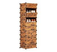 Relaxdays Étagère à Chaussures, 10 Compartiments, Rabat, Marron/Noir | Dimensions : H x L x P = 176 x 43 x 34 cm, aspect bois, meuble à chaussures
