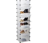 Relaxdays 10021963 Meuble chaussures rangement 10 casiers plastique chaussures modulable DIY HxlxP: 176x49x37 cm, transparent
