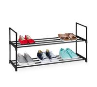 Relaxdays Étagère à Chaussures 2 Niveaux, 38x92x30 cm, métal, Noir, emboîtable, 12-15 Paires, Gain de Place