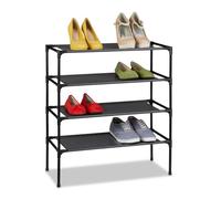 Relaxdays Étagère à chaussures, système d'emboîtement, tissu, 4 niveaux, pour 12 paires, 68x62x28 cm, noir