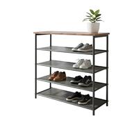 Relaxdays Étagère à Chaussures 4 Niveaux en Tissu Non-tissé, 75x75x30 cm, Industriel Noir/Marron