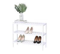Relaxdays Étagère à Chaussures à 3 Niveaux pour 9 Paires de Chaussures - H x l x P : 54,5 x 70 x 24,5 cm - Support à Chaussures avec étagères en Treillis - Bambou Blanc