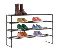 Relaxdays Étagère à chaussures à 4 niveaux, système d'emboîtement, H x l x P : 72 x 117 x 30 cm, étagère à chaussures en métal, peu encombrante, noire