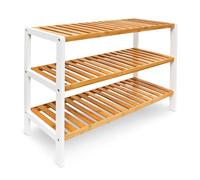 Relaxdays Étagère à chaussures en bambou 3 étages 54,5×70×24,5 cm pour 12 paires nature/blanc