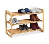 relaxdays Étagère à Chaussures, Bambou, Rangement empilable avec 3 Niveaux, Jusqu’à 9 Paires, 50 x 75,5 x 33 cm, Nature