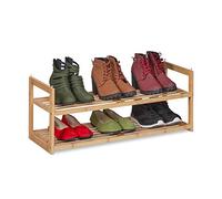 Relaxdays Étagère à Chaussures Bambou empilable, Support avec 2 Niveaux, Jusqu’à 6 Paires, 29,5 x 72,5 x 27 cm, Nature