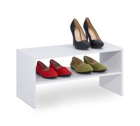 Relaxdays Étagère à Chaussures, pour 4 Paires, compacte, 2 Niveaux, empilable, HLP : 29,5 x 60 x 29,5 cm, Blanche
