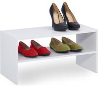 relaxdays Étagère à chaussures blanche avec 2 étagères