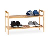 Relaxdays Étagère à Chaussures, empilable, 2 Niveaux, Bois de Noyer, Jusqu’à 6 Paires, HLP 41 x 69 x 27 cm, Nature