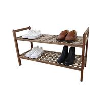 Relaxdays Étagère à Chaussures en Acacia, 6 Paires, empilable, 2 Niveaux, 41x69x26 cm, Naturel
