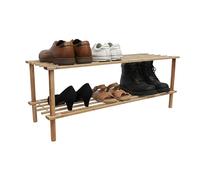 Relaxdays Étagère à Chaussures en Bambou, 2 Niveaux, 6 Paires, Naturel, 30x74x26 cm