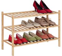 relaxdays Étagère à chaussures en bambou 3 étages empilables