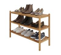 Relaxdays Étagère à Chaussures en Bois de Noyer, 9 Paires, empilable, 46x69x26 cm, Naturel