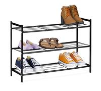 Relaxdays Étagère à Chaussures en métal, 3 Niveaux, Range-Chaussures 9 Paires, HxLxP : 50 x 70 x 26 cm, Vertical, Noir