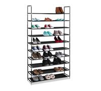 Relaxdays 10019127 Étagère à chaussures XXL pour 50 paires meuble range-souliers 10 étages compartiments HlP: rangement couloir cave 175,5 x 100 x 29 cm- noir