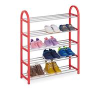 Relaxdays Étagère à Chaussures, Enfants, 15 Paires, Pointure 30, Peu encombrant, Ouvert, léger, Rangement Couloir, Rouge