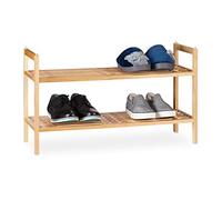 Relaxdays Étagère à Chaussures, Lot de Deux, empilable, 2 Niveaux, Bois de Noyer, Jusqu’à 6 Paires, HLP 41 x 69 x 27 cm, Nature