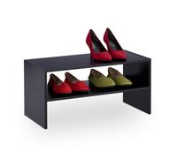Relaxdays Étagère à Chaussures, pour 4 Paires, compacte, 2 Niveaux, empilable, HLP : 29,5 x 60 x 29,5 cm, Noire