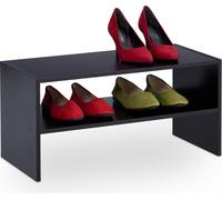 relaxdays Étagère à chaussures noire avec 2 étagères