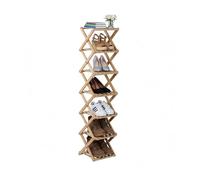 Relaxdays Étagère à Chaussures Pliable en Bambou Naturel, 7 Niveaux, 125x28x28 cm pour Couloir et Chambre