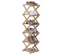 Relaxdays Étagère à Chaussures Pliante en Bambou, 6 Niveaux, 105 x 28 x 28 cm, Naturel