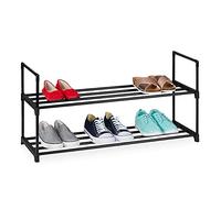 relaxdays Étagère à Chaussures, système d'emboîtement, 2 Niveaux, 8 Paires, HLP 45x90,5x30,5 cm, Rangement métal, Noir