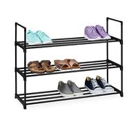 relaxdays Étagère à Chaussures, système d'emboîtement, 3 Niveaux, 12 Paires, HLP 67x90,5x30,5 cm, Rangement métal, Noir