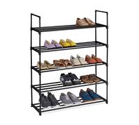 Relaxdays Étagère à chaussures, système d'emboîtement, métal, différentes tailles, meuble de rangement, solide, noir