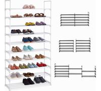 Relaxdays Étagère à Chaussures XXL, système d'emboîtement, 10 étages, modulable, HLP : 17,5x93x30,5 cm, Rangement, Blanc