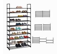 Relaxdays Étagère à Chaussures XXL, système d'emboîtement, 10 étages, modulable, HLP : 17,5x93x30,5 cm, Rangement, Noir