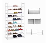 Relaxdays Étagère à Chaussures XXL, système d'emboîtement, 10 étages, modulable, HLP : 17,5x93x30,5 cm, Rangement, Blanc