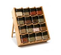 Relaxdays Étagère à épices 16 bocaux en Bambou, 4 Niveaux, 35x30x9 cm, Rangement Vertical Naturel