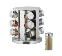 Relaxdays Étagère à Épices, Cuisine, Set Saupoudreuses 12 pièces, Inox Design moderne, Nettoyage lave-vaisselle, argenté