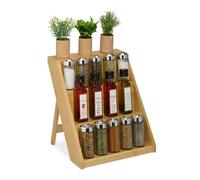 Relaxdays Étagère à épices en Bambou, H x L x P : 29,5 x 30 x 26 cm, 3 Organisateur en Bois, Rangement Debout, Naturel