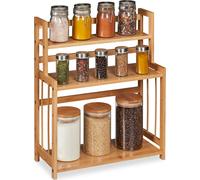 Relaxdays Étagère à épices en bambou, réglable, organisateur de cuisine pour les épices, peu encombrant, 3 étages, HBT 50x41,5x18 cm, naturel(37,58)