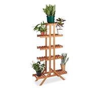 Relaxdays Etagère à fleurs en bois escalier pour plantes échelle plantes intérieur HxlxP: 142,5 x 83 x 28,5 cm brun miel